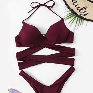 Maroon Zaful cheeky bikini